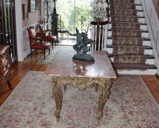 Louis XV Marble Top Painted Center Table 31"x51.75" x 35"