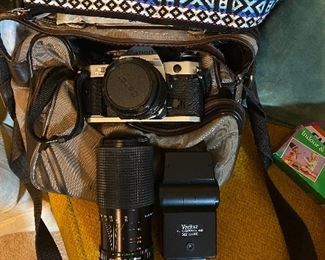 Camera, bag & strap as 1 price - lens is Sears- other item is Vivatar