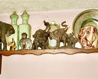 Vintage elephant figure collectibles, Vintage brass & glassware