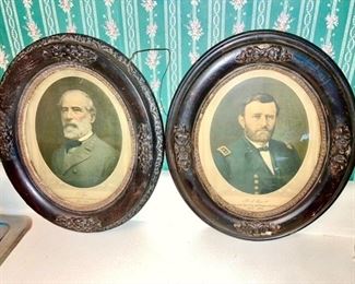 Antique prints Ulysses S. Grant & Robert E. Lee framed prints