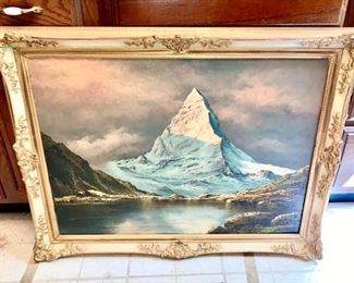 Vintage signed mountain scene painting