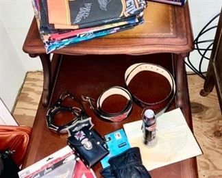 Harley Davidson scarfs, belts, gloves, etc.