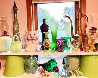 Elephant collectibles, several cookie jars, etc.