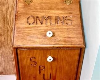 Onions & Potatoes wooden chest, hand painted elephant rock