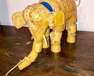 Antique/vintage wooden elephant puppet/walker