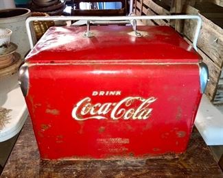 Vintage Coca-Cola handled cooler (rust on bottom), first view