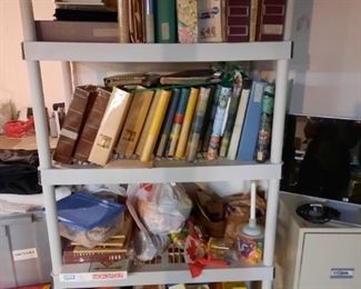 . . . books, vintage Fisher Price, and another great storage shelf
