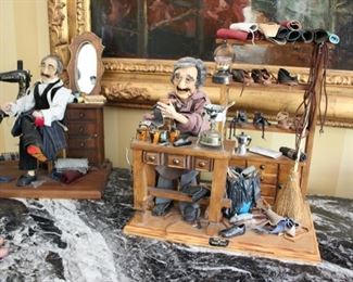 Two Magda Watts figural groups - tailor & cobbler