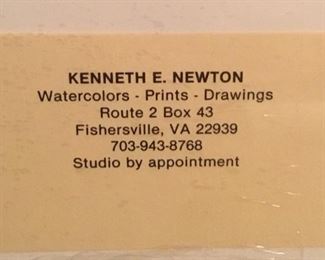 SIGNED/NUMBERED WATERCOLOR  BY KENNETH E. NEWTON, 38/359