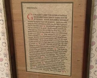 FRAMED "DESIDERATA"