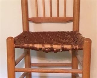 VINTAGE WOVEN LEATHER SEAT CHAIR