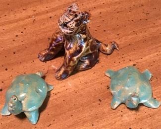 POTTERY TURTLES AND TIGER