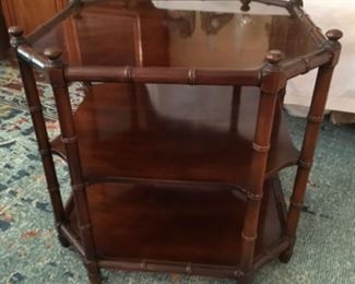 Vintage Henredon bamboo octagon side table, 27.5" diagonal and 24.5"x24.5" short measurement. Excellent condition. 2 available.