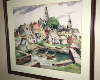 1920s watercolor, small fishing village of Eastport, Maine by Grace M. Knox (1886-1944). She exhibited work at Albany Institute and PA Academy of Fine Art.