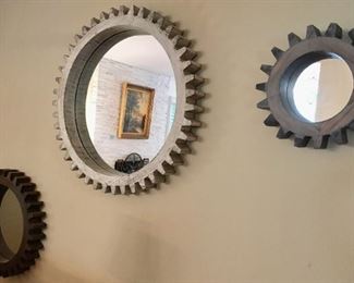 3 wheel mirrors, Mercana Sundance Cog art design collection. 