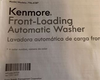 Kenmore Front Loading Washer