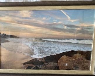 Vintage Framed Ocean Surf Beach 
41w x 29.5h $35