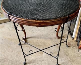 33w x 17d x 30h Wicker Top Demi Lune Table $30