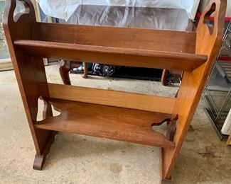 25.5w x 11d x 24.5h vintage Wood Book Stand $45