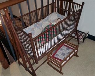 antique baby crib/rocker, doll cribs, beds