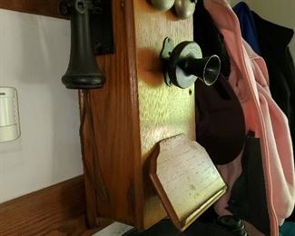 antique oak wall telephone
