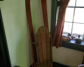 antique sled, wood runners