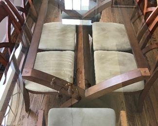 KITCHEN TABLE WOOD AND GLASS.  6 Chairs