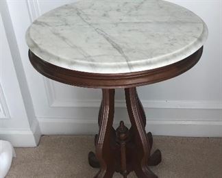 Marble top table.