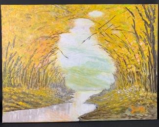 Yoshi Takahashi 'Attributed' Oil on Canvas Landscape