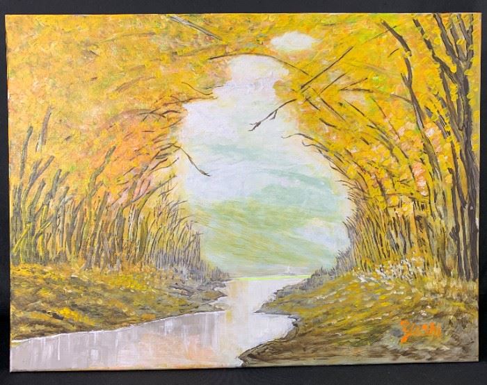 Yoshi Takahashi 'Attributed' Oil on Canvas Landscape