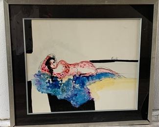 Watercolor By Sonia Risolia "Posing Nude"