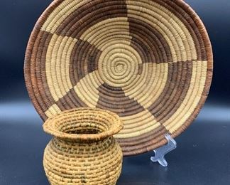 2 Native American Handwoven Baskets