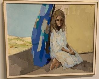 Roy Pellus Acrylic on Board Painting-Girl Sitting