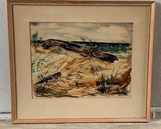 Winifred Wigle Burks Watercolor - Michigan Sand Dune