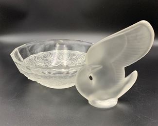 Vannes Crystal Swan/Crystal Bowl Attributed to Lalique