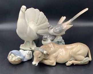 4 Lladro Porcelain Animal Figurines