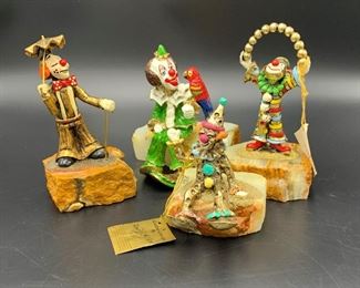 4 Ron Lee Clown Sculptures 24K Gold Plated
