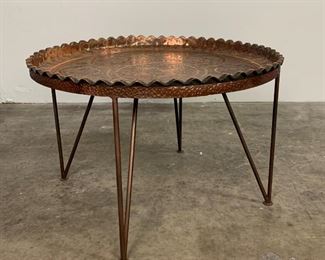 Middle Eastern Hammered Copper Tray Table