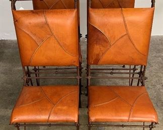 4 Leather & Iron Chairs Attributed to Llana Goor