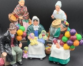 5 Royal Doulton Figurines - Balloon Sellers, Rag Doll +
