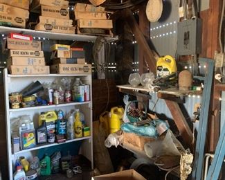 Lots of auto parts and stuff in the workshop
