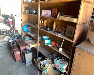Old luggage, sewing stuff, an old Victrola and more