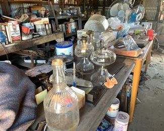 Oil lamps and old tins