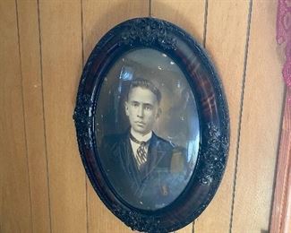 Decorated Antique Gesso Framed Picture