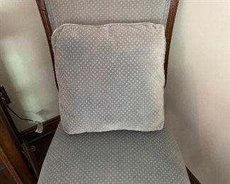 8 PALE BLUE VELVET KARGES CHAIRS GO WITH THE DINING ROOM