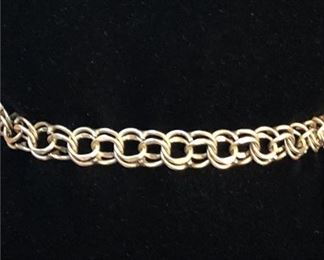 1. 14kt Gold Double Link Charm Bracelet