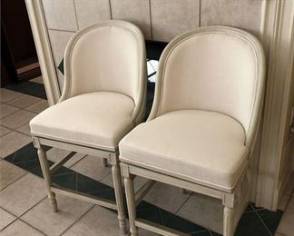 9. Pair of New Frontgate Linen Swivel Barstools