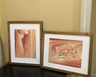 44. Pair of Signed Abstract Women Prints