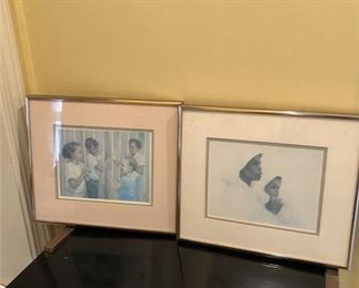 45. Pair of Framed and Matted African American Art