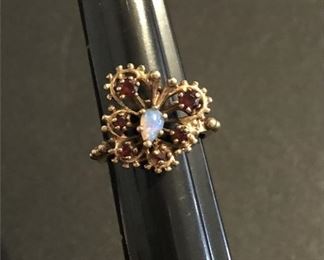 65. 14kt Ruby and Opal Butterfly Ring